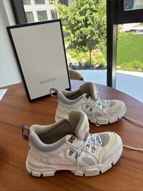 Gucci White and Tan Chunky Lace-Up , good condition